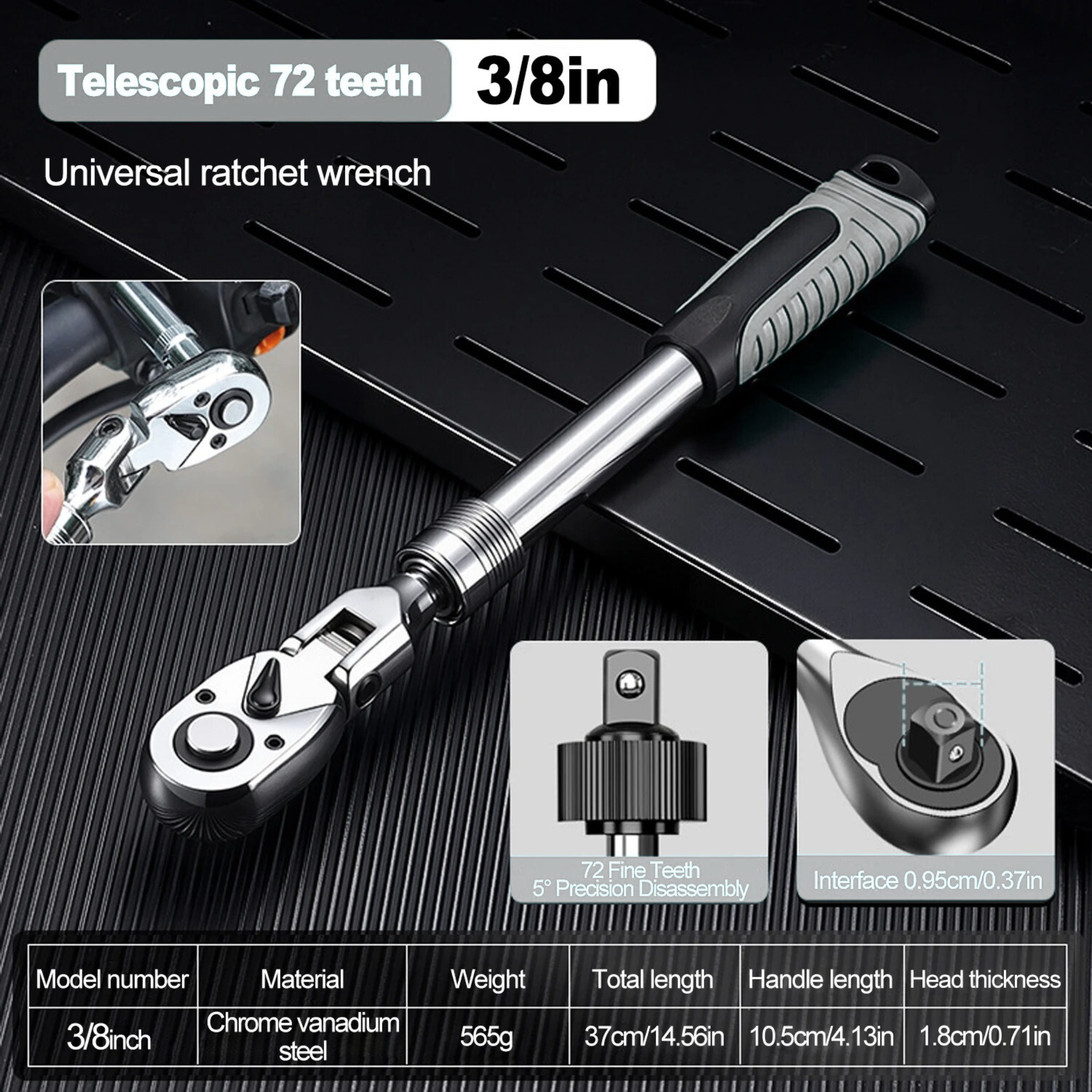 ProToolGarage - Ratchet Wrench, 72 Teeth/ 1/2-1/4-3/8 Zoll