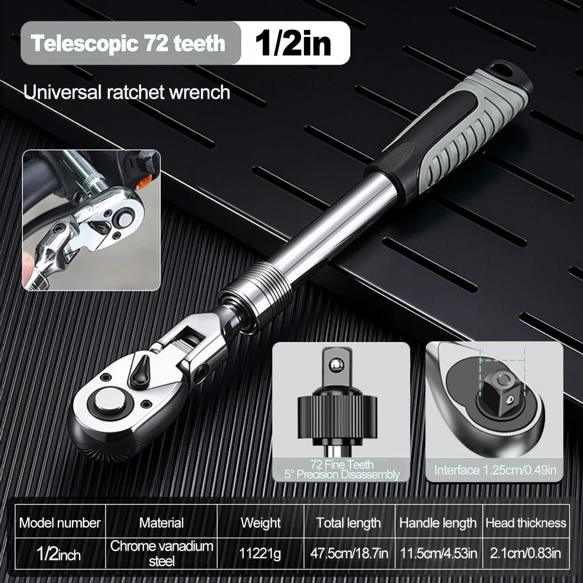 ProToolGarage - Ratchet Wrench, 72 Teeth/ 1/2-1/4-3/8 Zoll