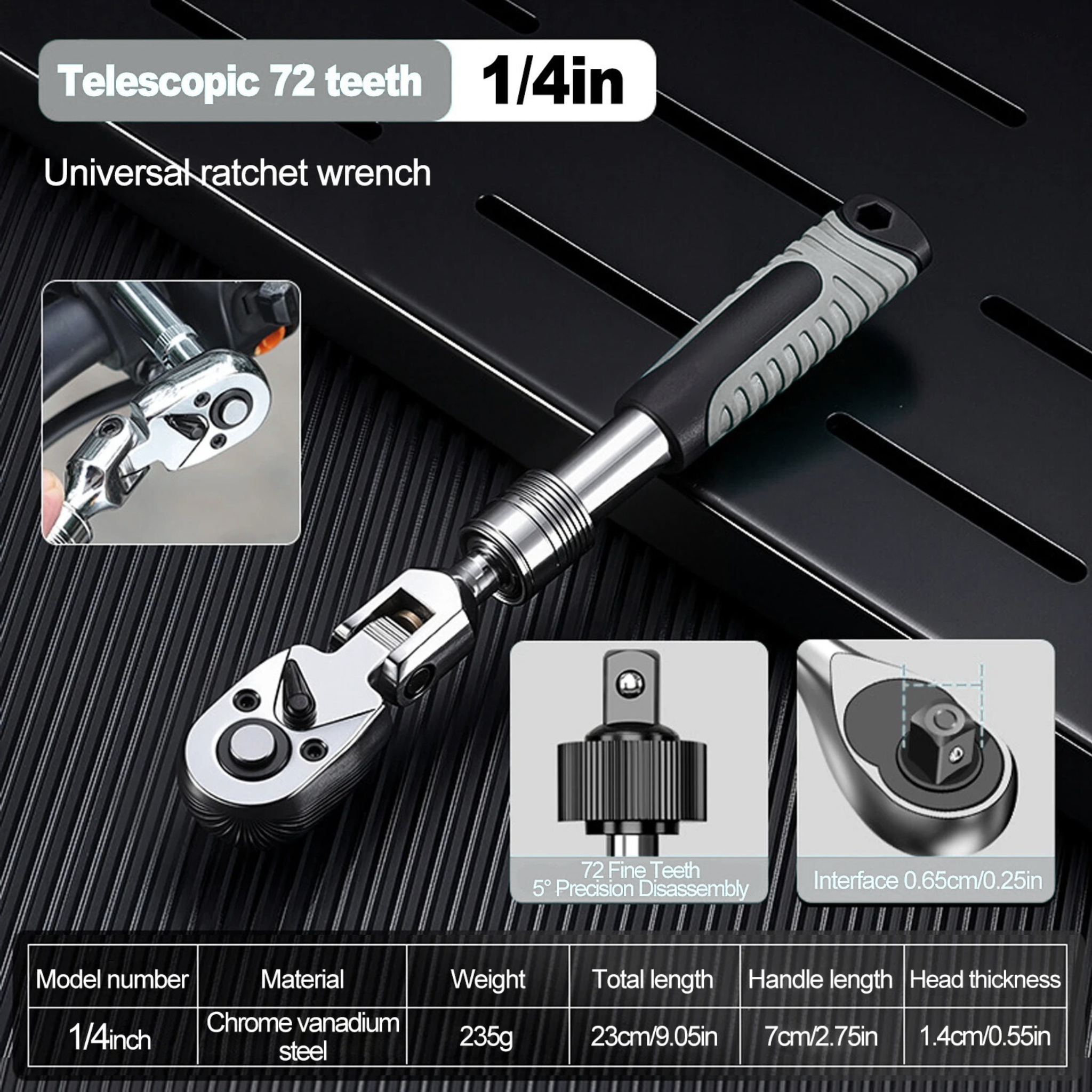 ProToolGarage - Ratchet Wrench, 72 Teeth/ 1/2-1/4-3/8 Zoll