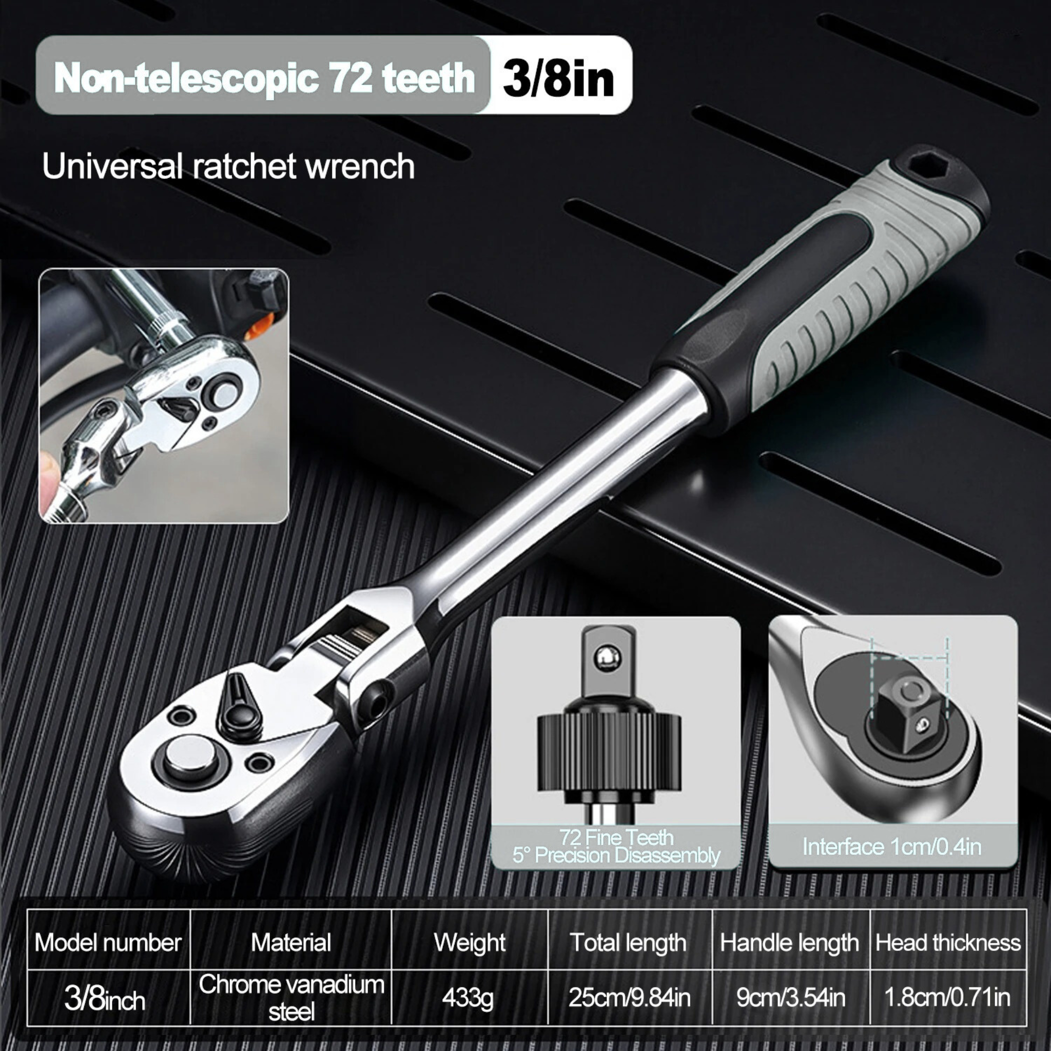 ProToolGarage - Ratchet Wrench, 72 Teeth/ 1/2-1/4-3/8 Zoll