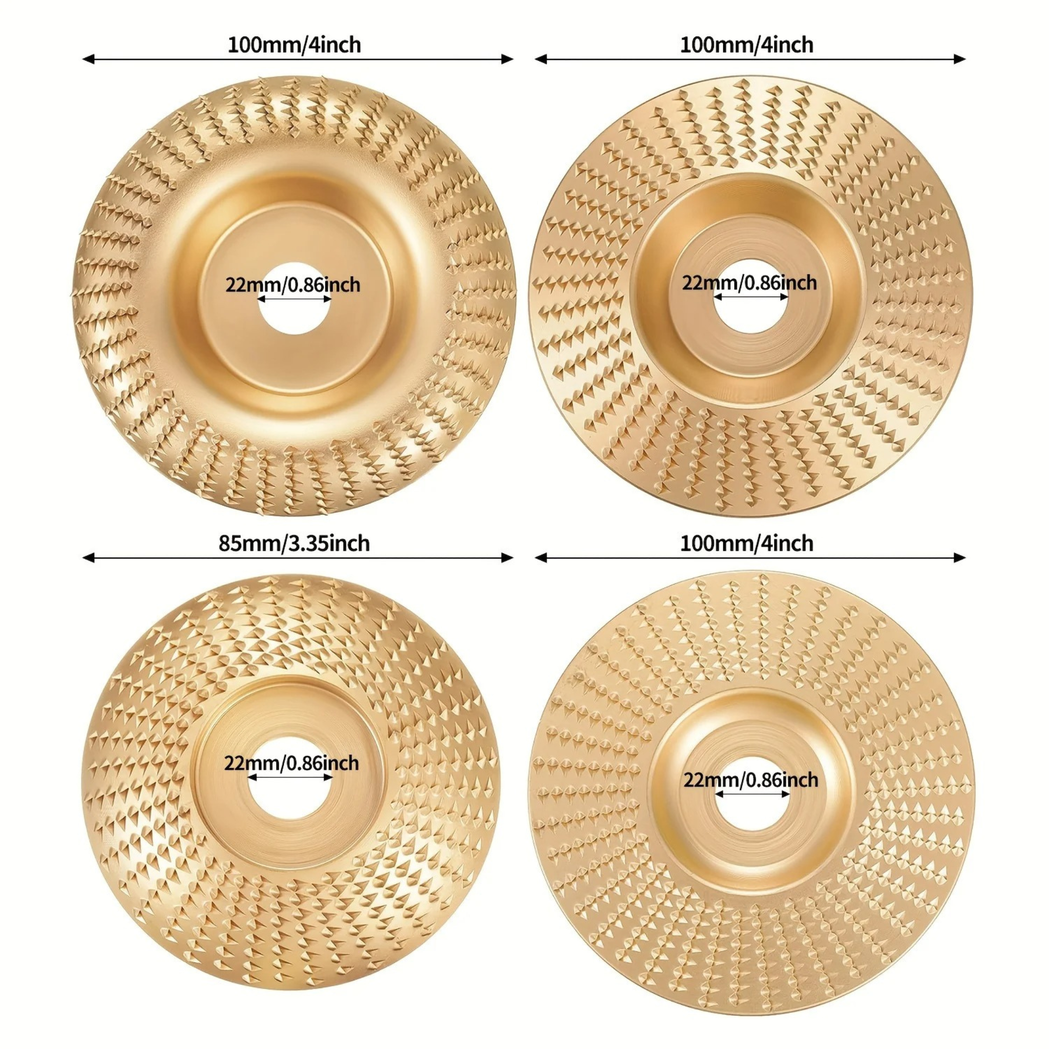 ProToolGarage - Angle Grinder Set For Wood Carving - 5-piece