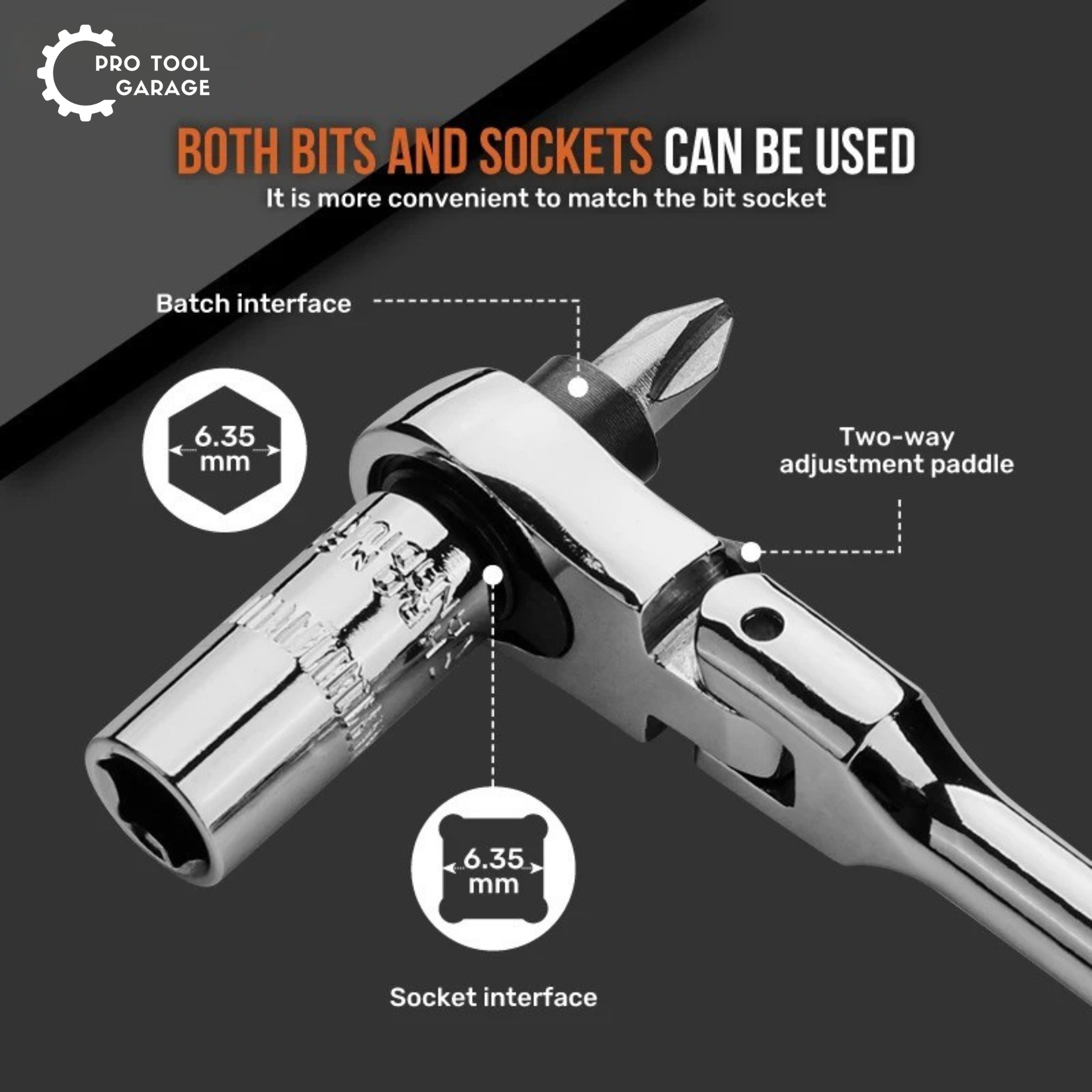 ProToolGarage - High-Spec 2-in-1 Mini Ratchet Wrench